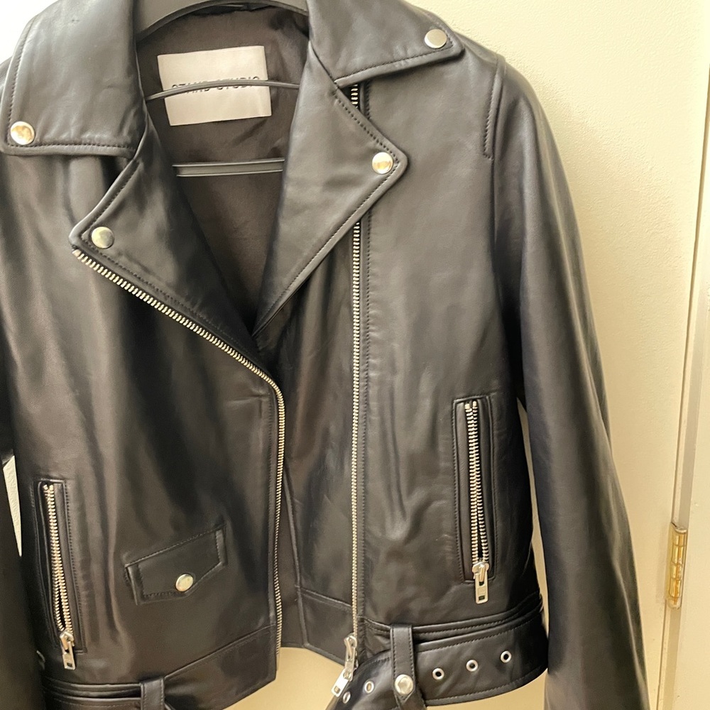 Stand Studio Iconic Leather Jacket Coat Black Siz… - image 4